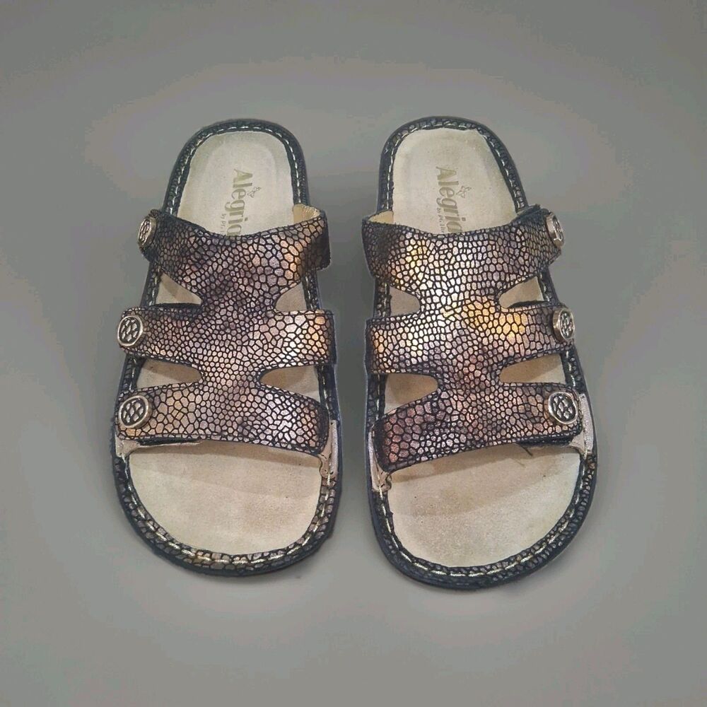 Alegria Sandals Womens 39 Fiona Copper Leather Snake Strappy Platform Comfort